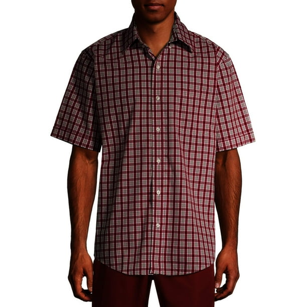 Haggar Mens Big and Tall Big&Tall Short Sleeve Texture Printed Shirts 